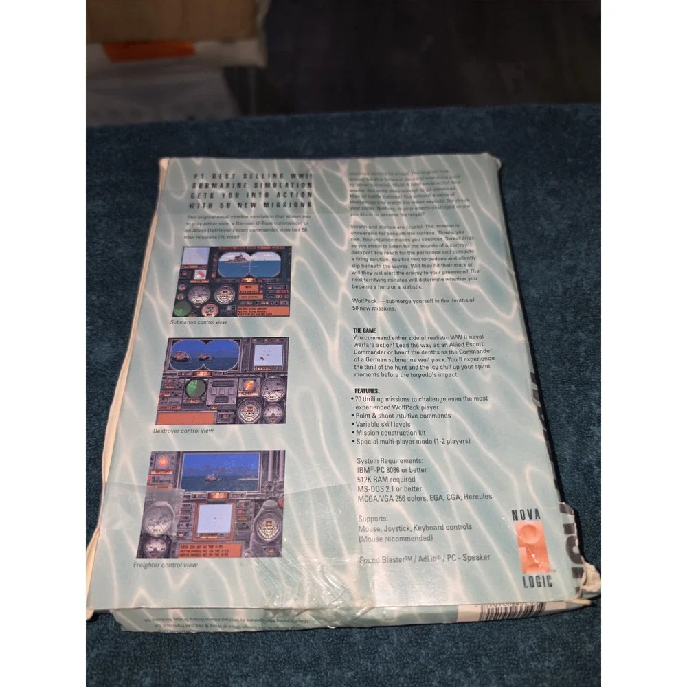 Vtg Wolfpack (Nova Logic, IBM PC, 1990) Submarine Simulation Big Box Game